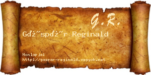 Gáspár Reginald névjegykártya